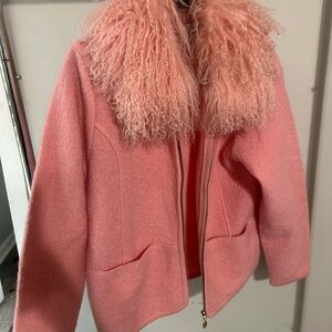 Lisa International Pink Teddy Jacket with Faux Fur Collar